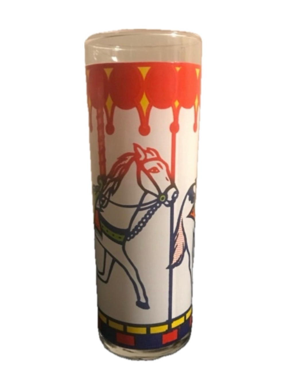 Vintage Mid Century Carousel Horse Tom Collins Glasses - 12oz